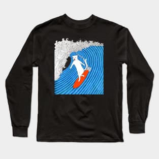 The Cat on a Big Wave Long Sleeve T-Shirt